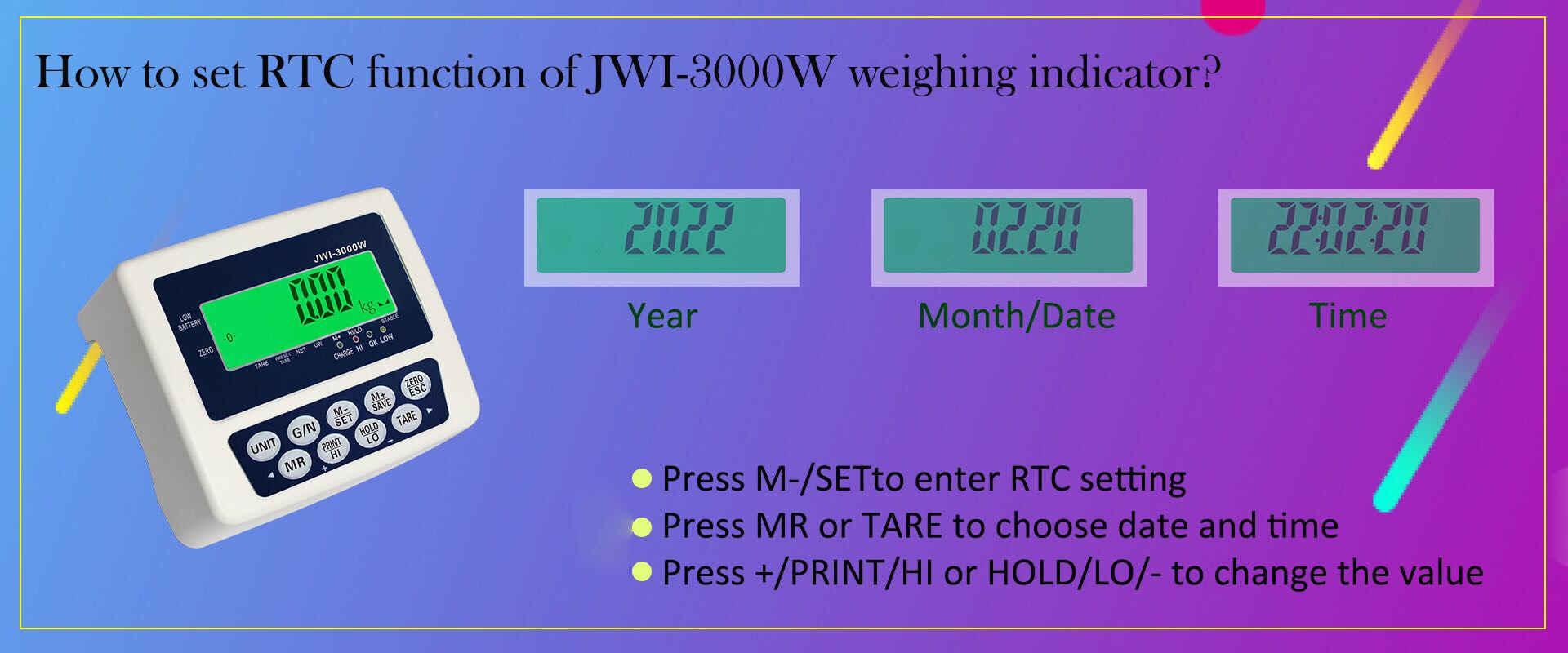 JWI-3000W産業用計量インジケーターのRTC機能の設定方法